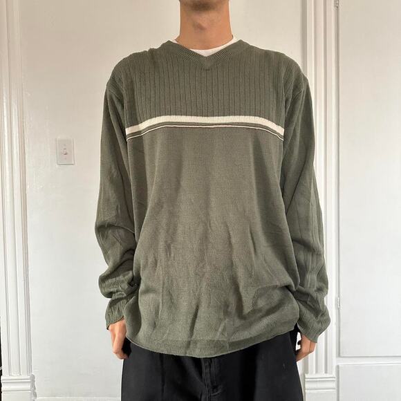 Vintage 00s Y2K Anchor Blue Baggy Striped Longsleeve Sweater - Picture 2 of 8